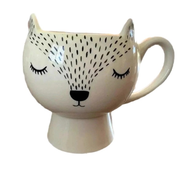 Sweet Sleeping Fox Large Mug Round Pedestal Base 20oz White Farm Animal Cup - Picture 2 of 7